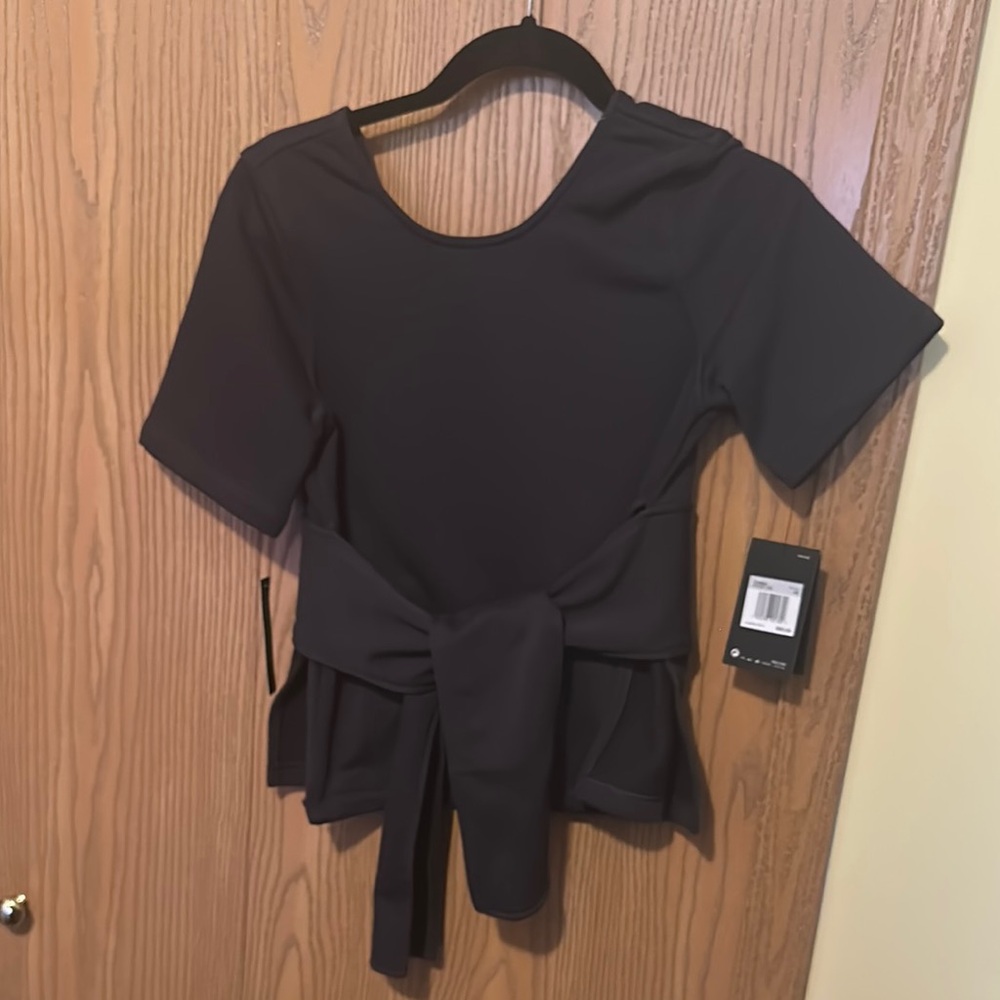 Nike Black Peplum Tie Front Blouse